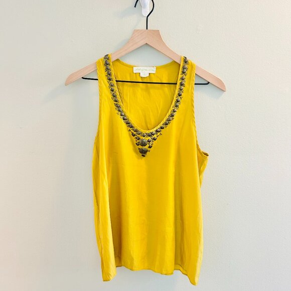 Staring at Stars Urban Outfitters Beaded Tank Top Size Medium Mustard Yellow - Picture 1 of 6